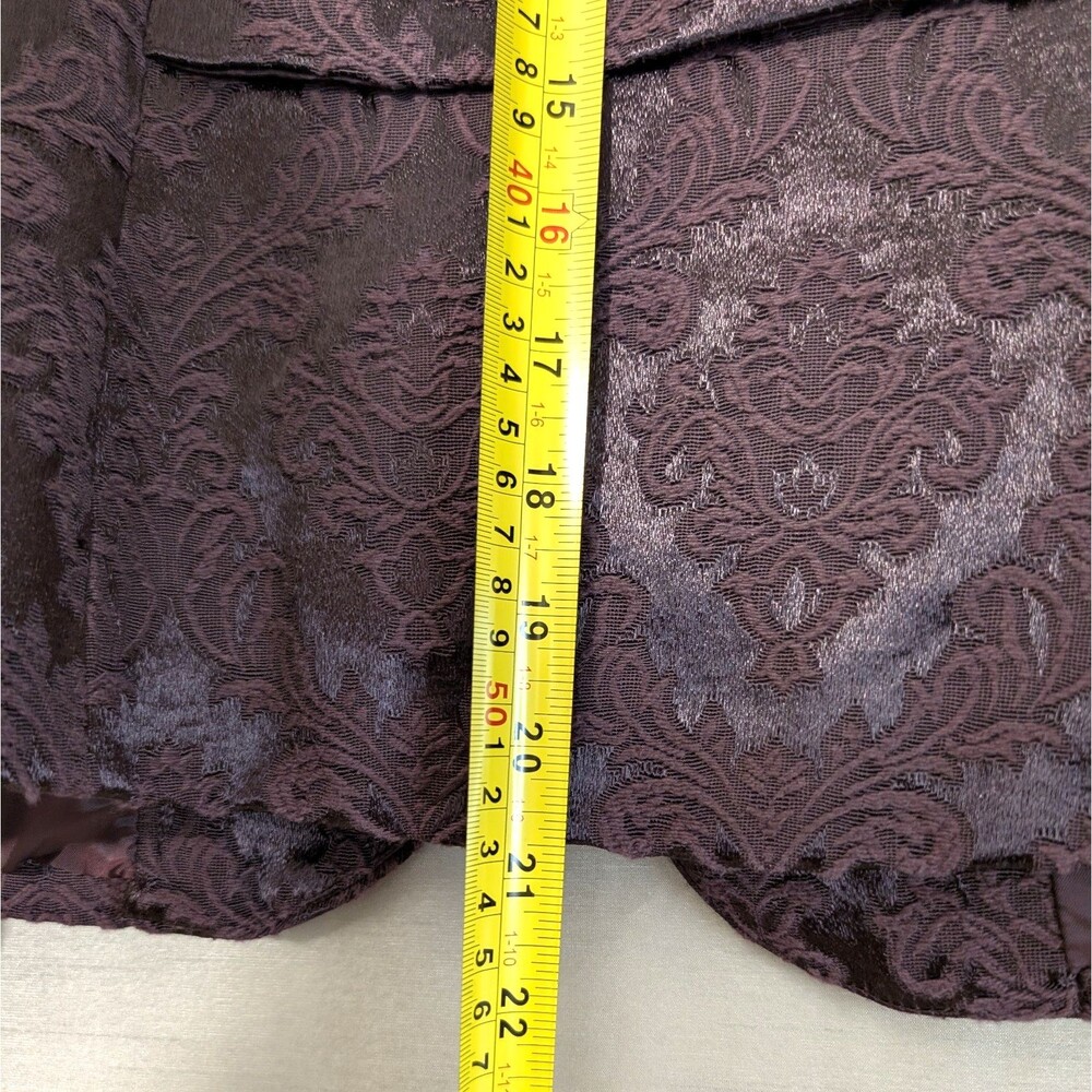 Apostrophe Women's Size 4 Brocade Satin Blazer Purple Whimsygoth Day to Evening - Picture 8 of 16